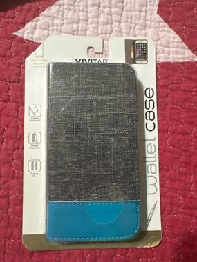 Gray & Blue Wallet Case - Protective Cell Phone Cover